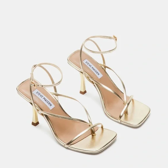 Steve Madden Gold Strappy Heels - Picture 2 of 6